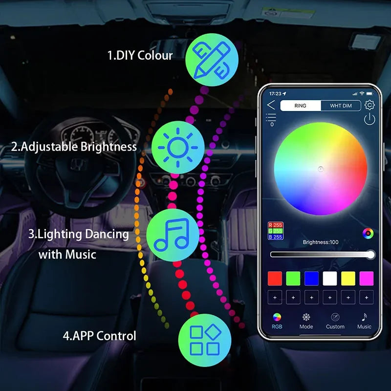 For Audi A1 A2 A3 A4 A5 A6 A7 A8 Neon Interior Ambient Acrylic
