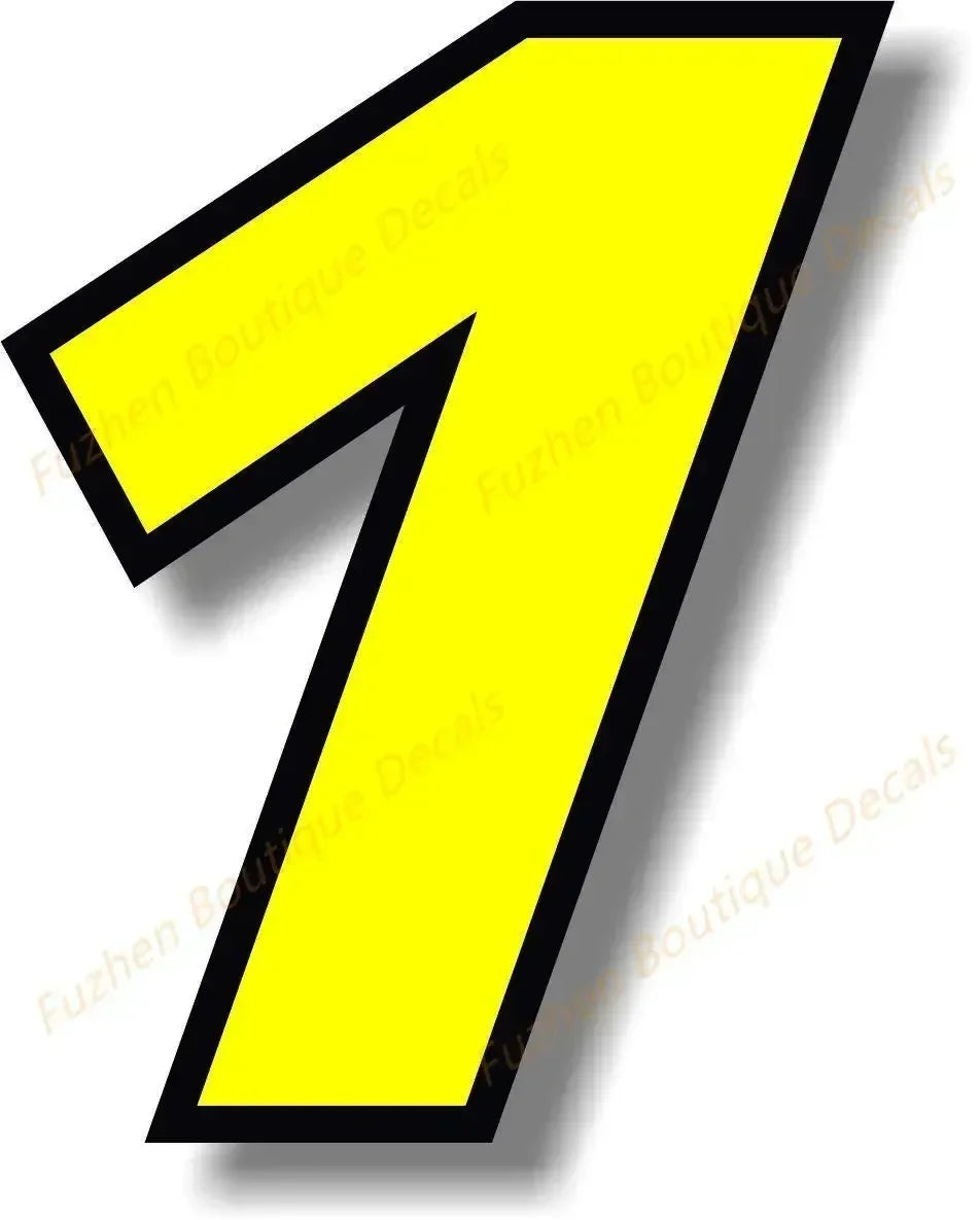 Sticker Boutique Decals Exterior Yellow Race Numbers Black Border