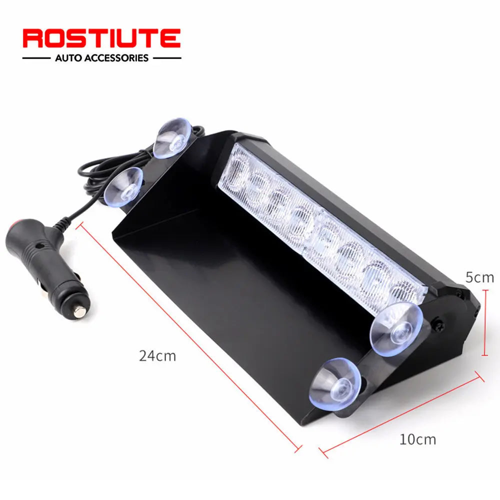 12V 8LED Strobe Warning Flashing Stroboscopes Suction Cup Plug