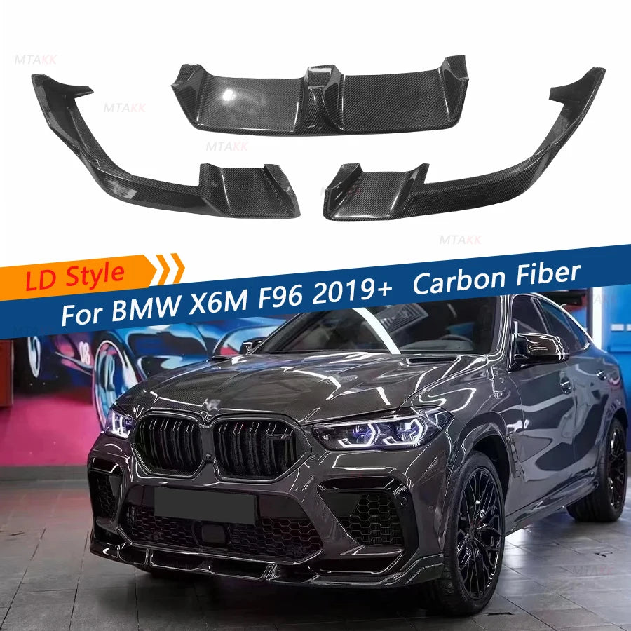 For BMW X6M F96 2019+ Carbon Fiber Ld Front Bumper Lip Splitter