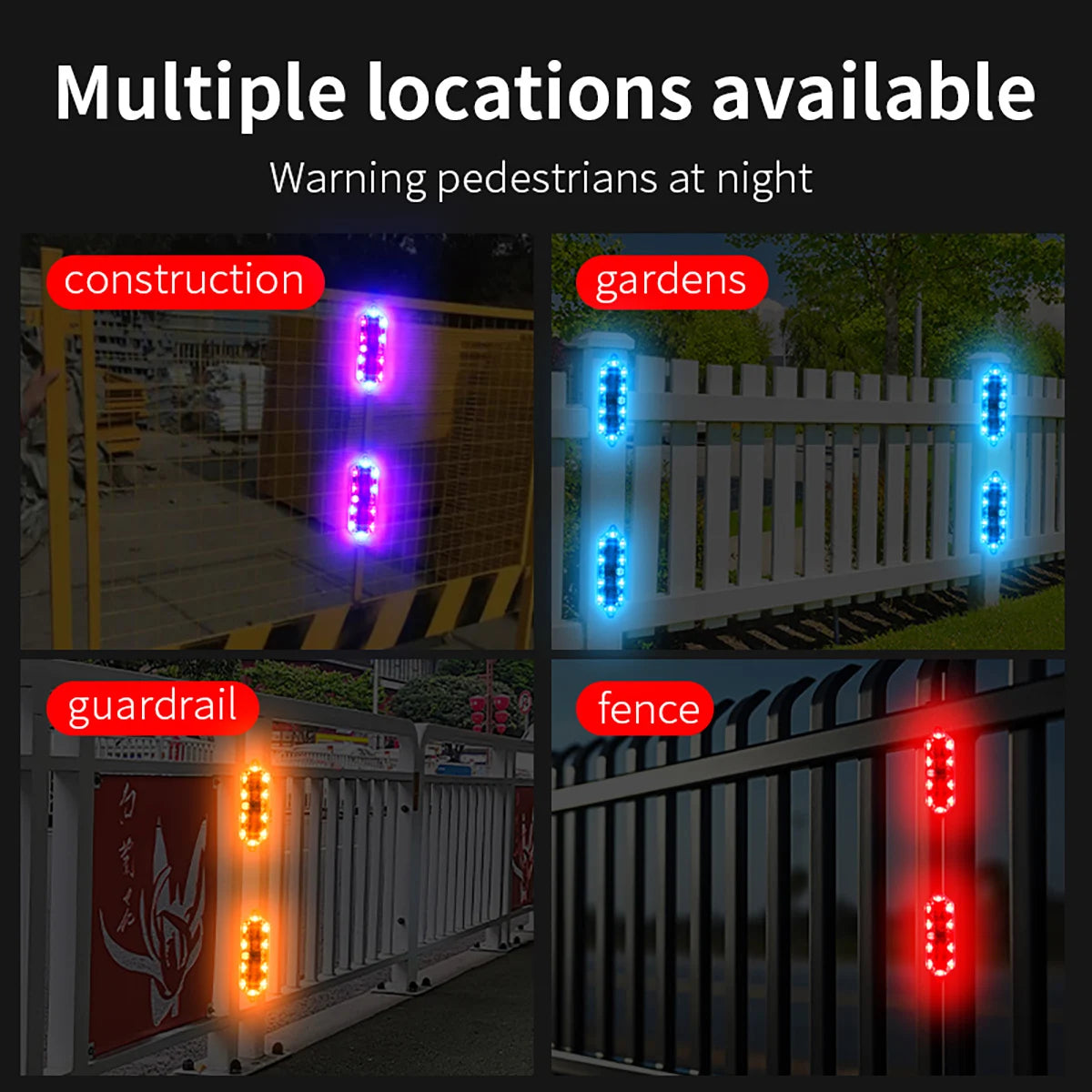 2PCS Solar Flashing Warning Safety By Strobe Adjustable Parking