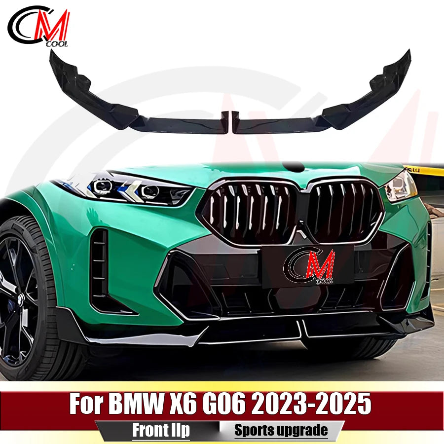 For BMW X6 G06 2023-2025 M Sport Bright Black Front Lip