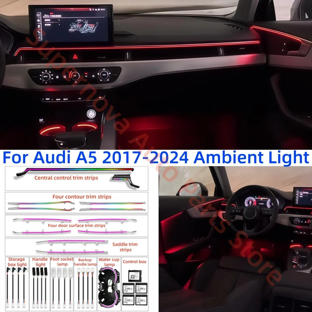 For Audi A5 A4 2017+ Ambient Interior Lighting Upgrade Trim