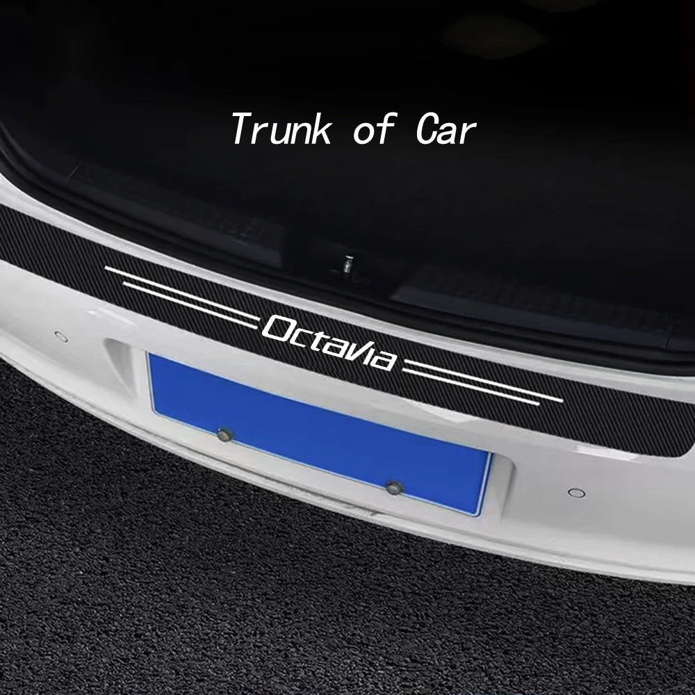 For Skoda Octavia Door Sill Carbon Fiber Sticker Threshold Side