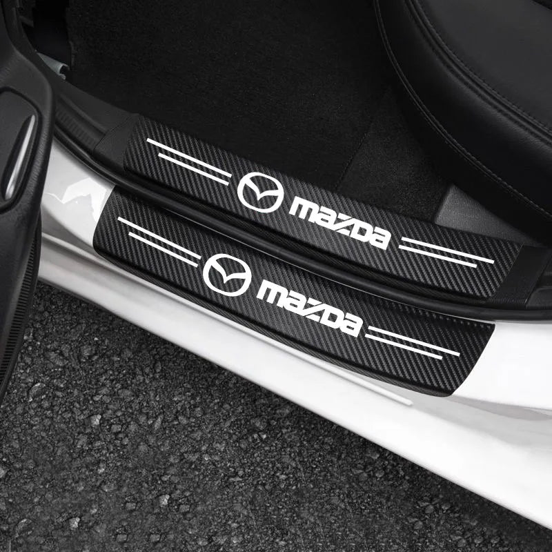 For Mazda 3 Bk Bl Bj Logo Door Carbon Fiber Sill Protector
