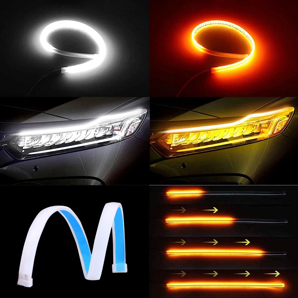 1PC 12V Flexible Waterproof Drl Strip White Turn Signal