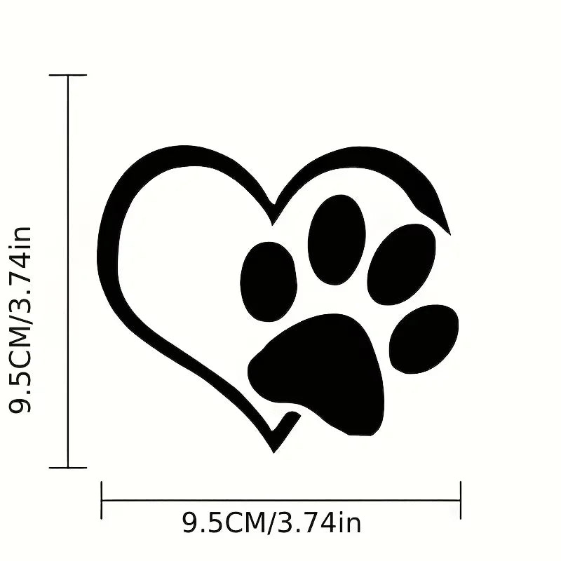 1PC Heart Dog Cat Paw Print Pet Window Bumper