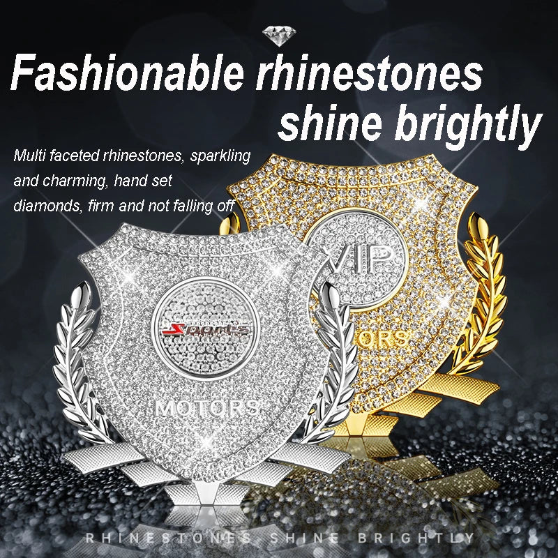 Diamond Studded Wheat Ear Emblem Sticker 3D Metal Badge