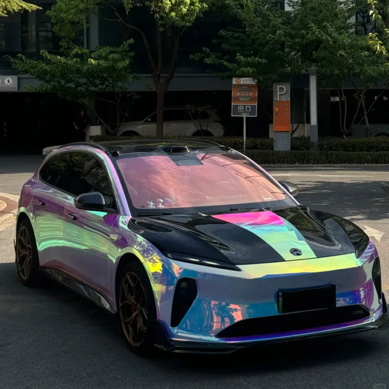 Premium Gloss Colorful Rainbow Holographic Chrome White Vinyl