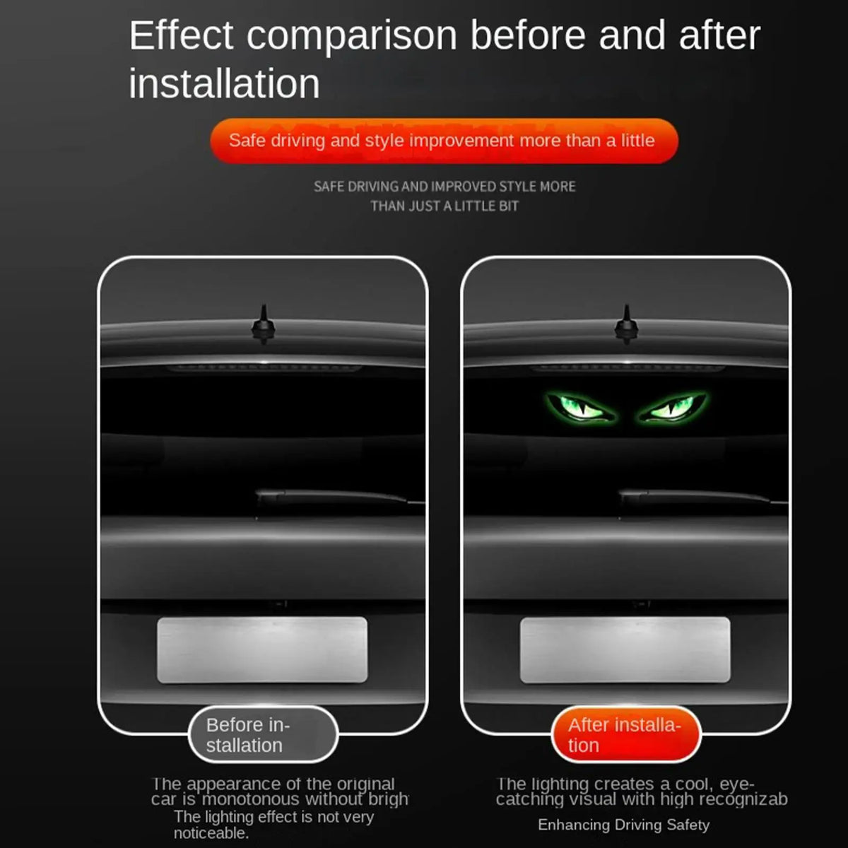 For Motorcycle Warning Glowing Devil Eyes solar-powered Suction