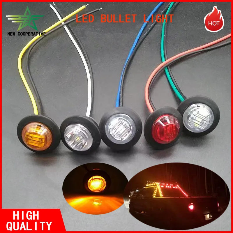 2PCS 12 24V Bullet Side Marker Indicator Clearance Truck