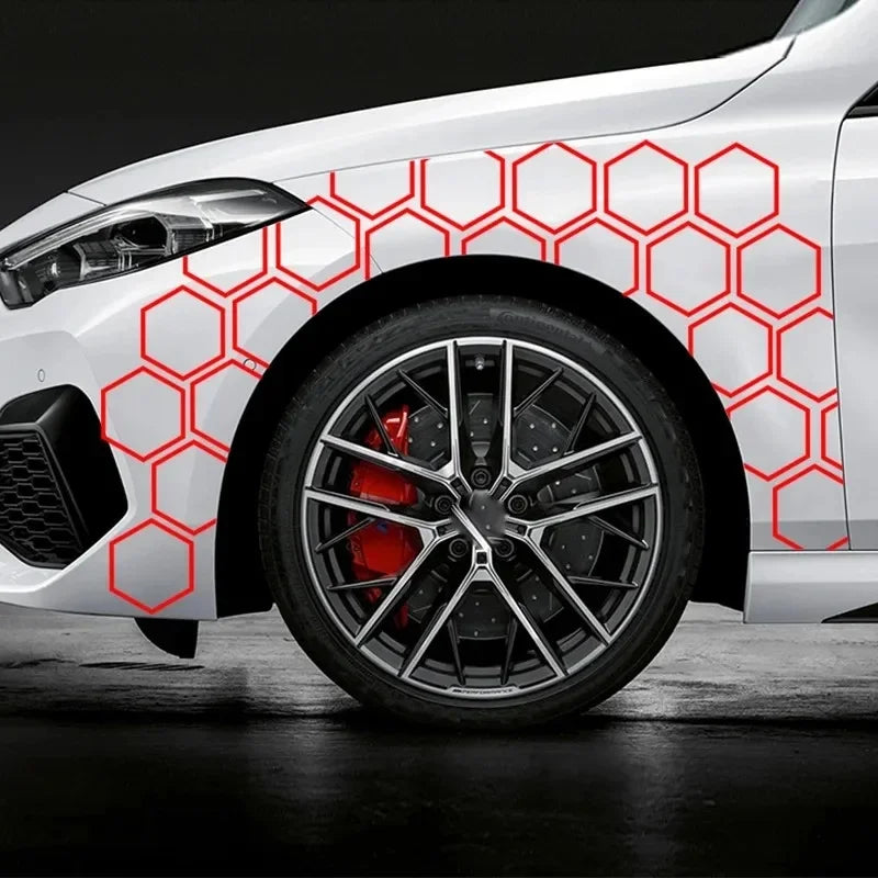 8PCS Honeycomb Hexagon Vinyl Stickers Sport Open Pattern Decals