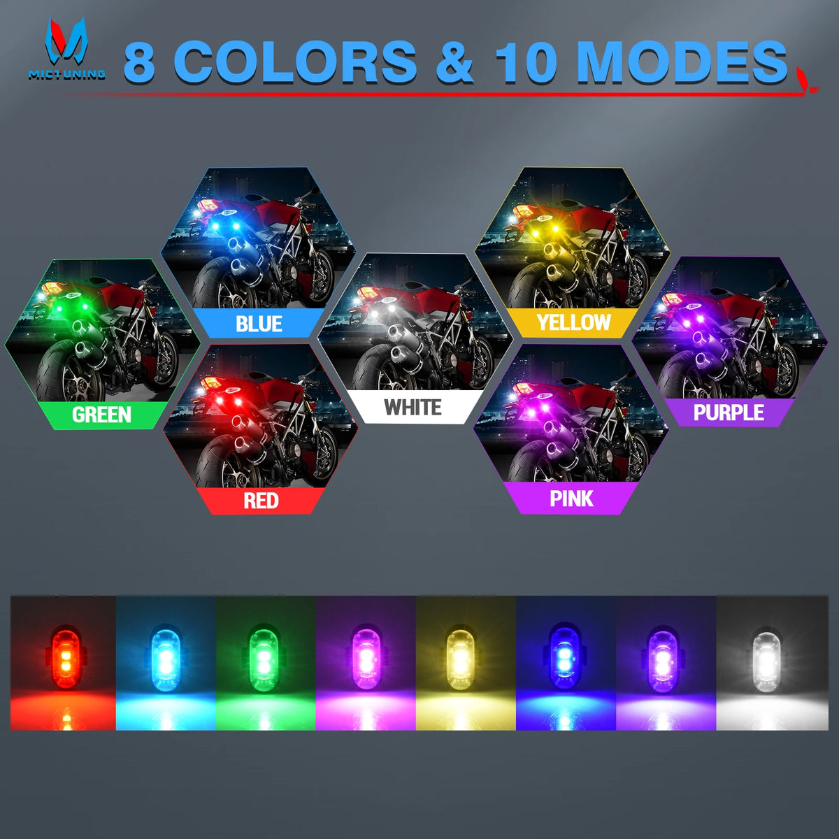 Mictuning Wireless Strobe Remote Control Colors USB Charging