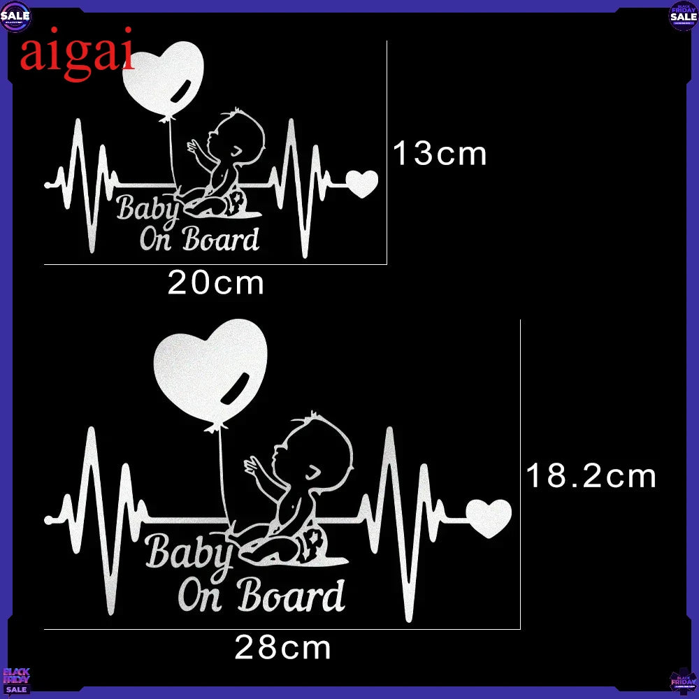 Heartbeat Balloon Baby On Board Sticker 3D Cartoon In