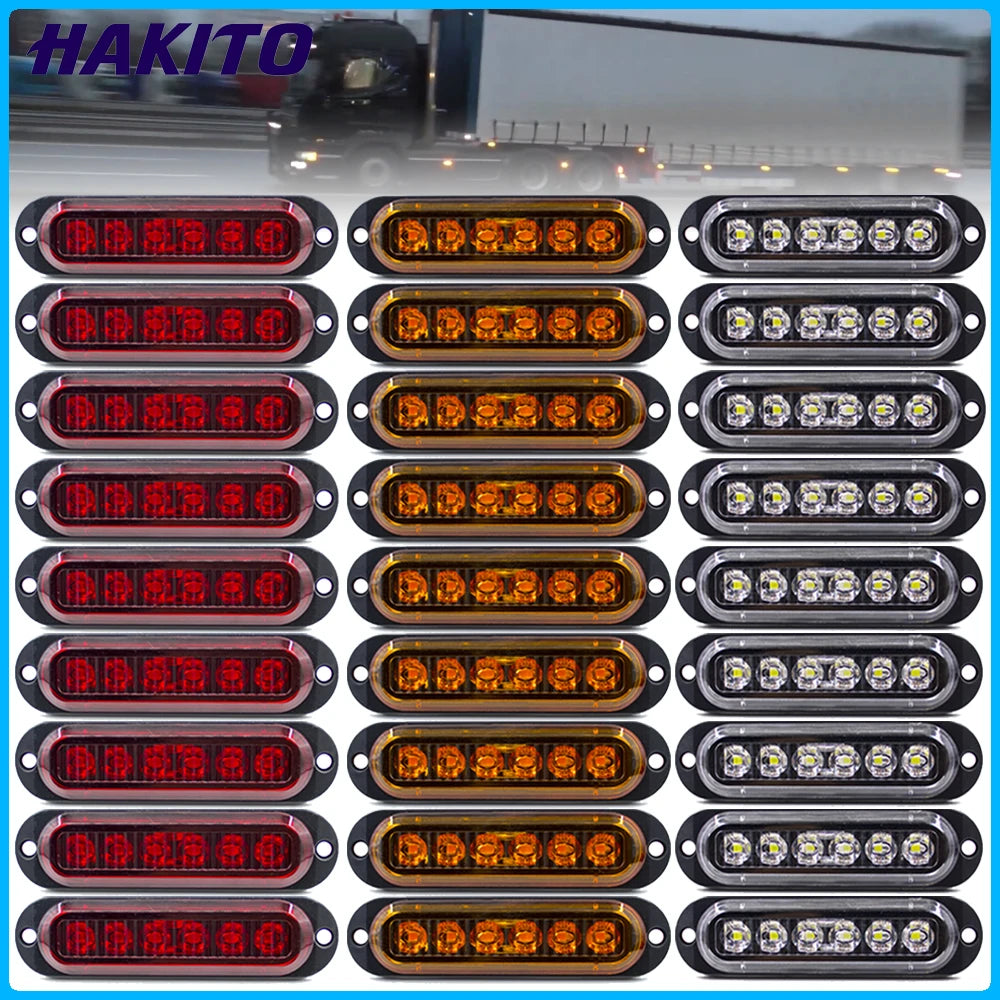 10PCS 12V 24V Side Marker Warning External Trailer Truck