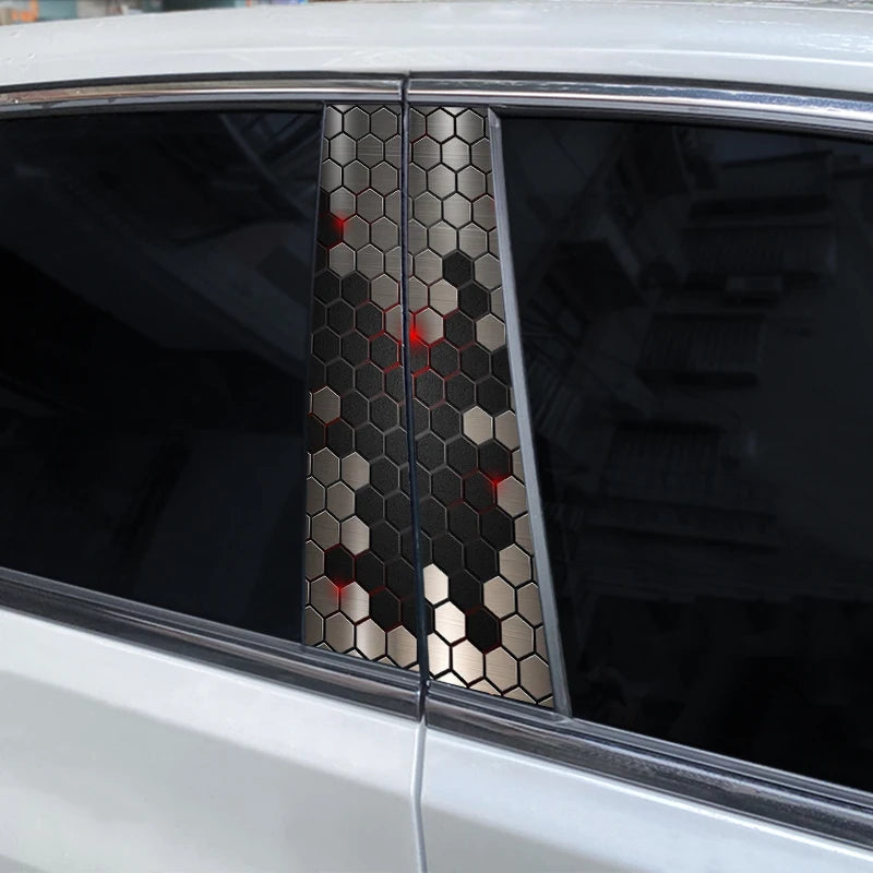 2PCS Polygon Image Decal Door Pillar Sticker Vinyl B