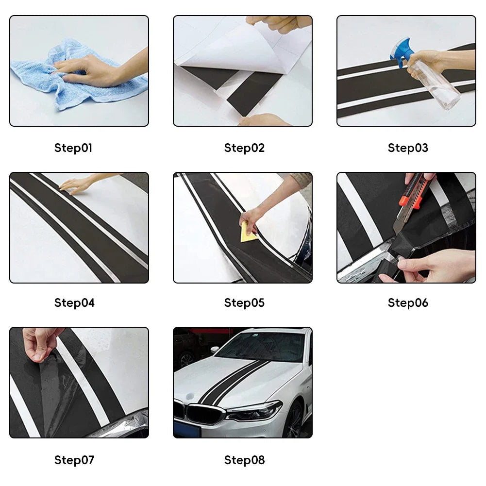 For Personalized Stripe Hood Stickers Automobiles Supplies Cover