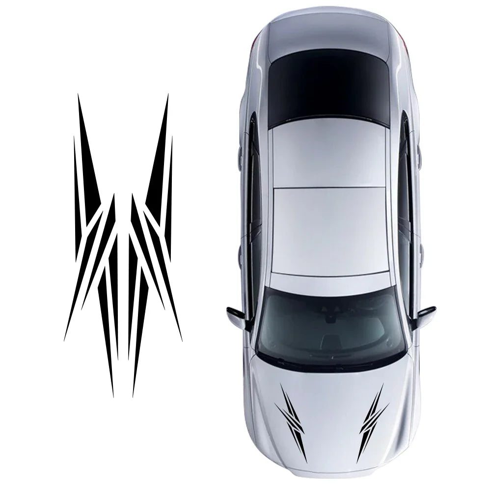For Audi Hyundai Fiat Tesla Nissan 2PCS Hood Sticker Racing