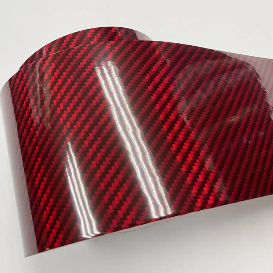 Super Glossy 10CM Width Red Holographic Carbon Fiber Vinyl