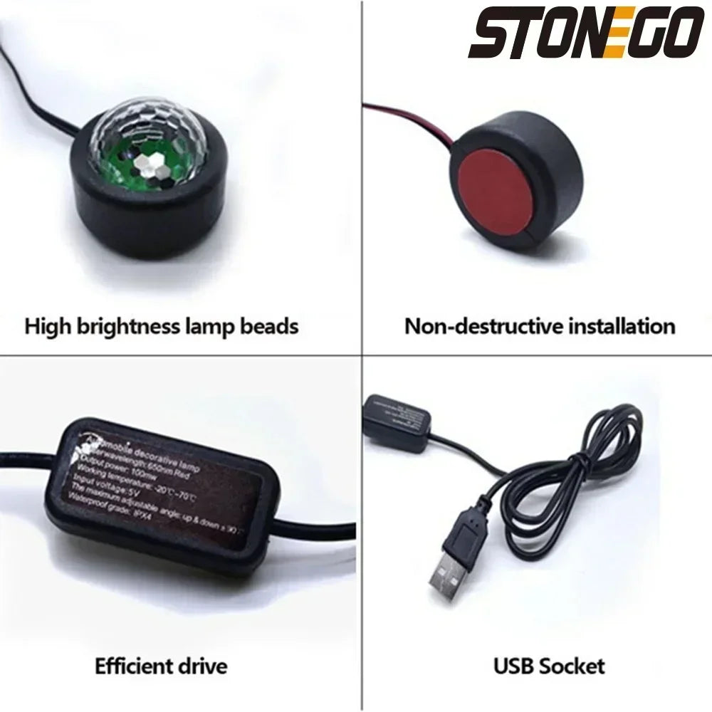 USB Voice Activated Seven Colors Starry Sky Projection Ambient