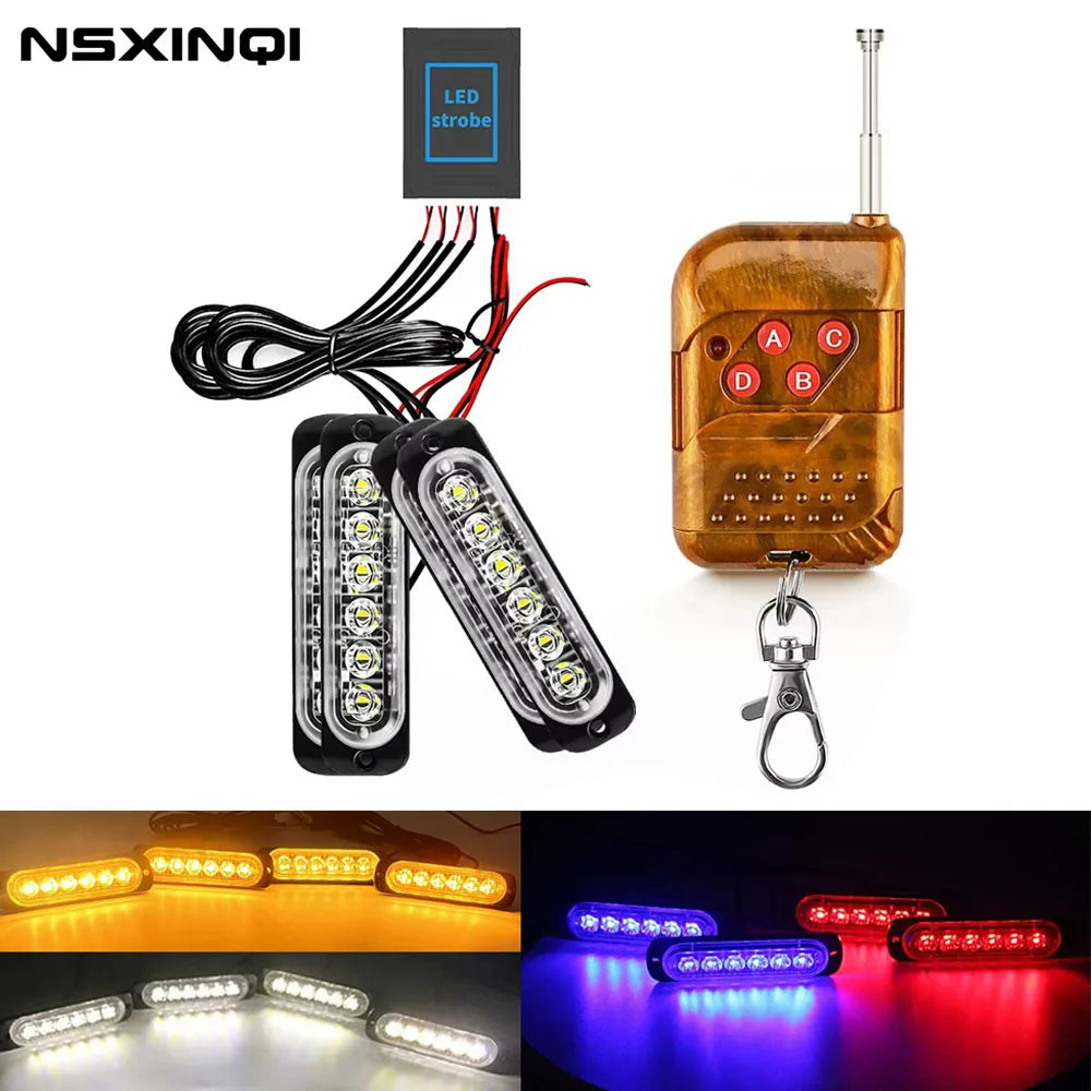 4X6 Flashing Emergency Wireless Strobe Blue Red Amber Warning