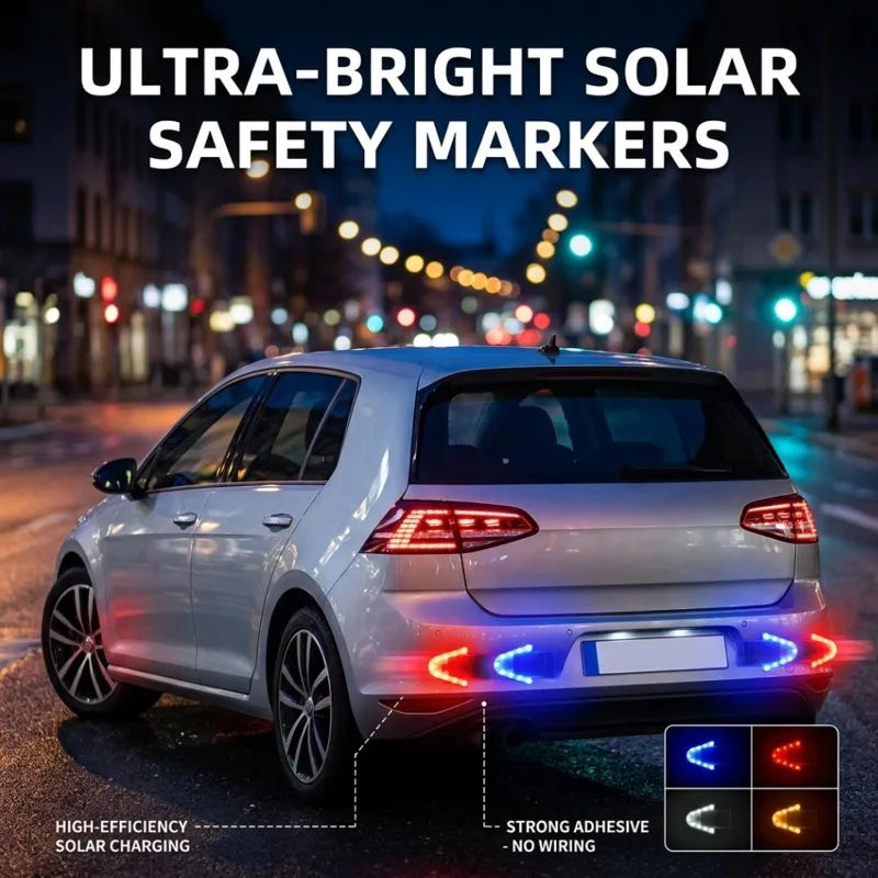 Solar Powered Arrow Strobe Waterproof Safety Warning Motorcycle