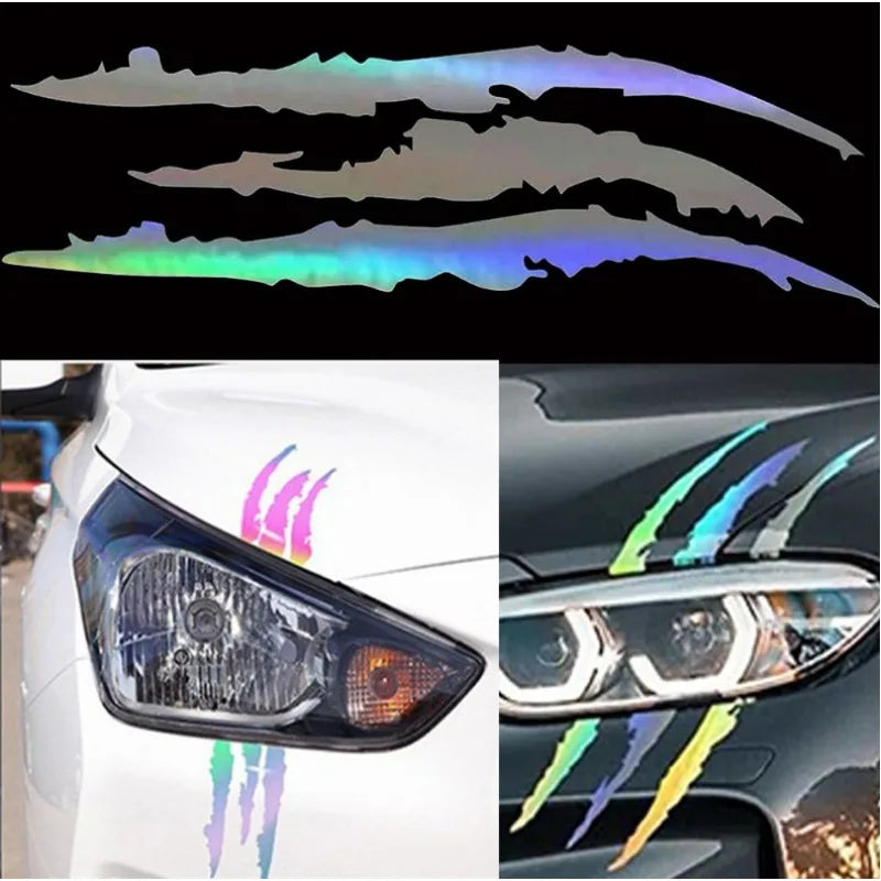 A Set Ghost Claw Stickers Headlights Pvc Carving Hood