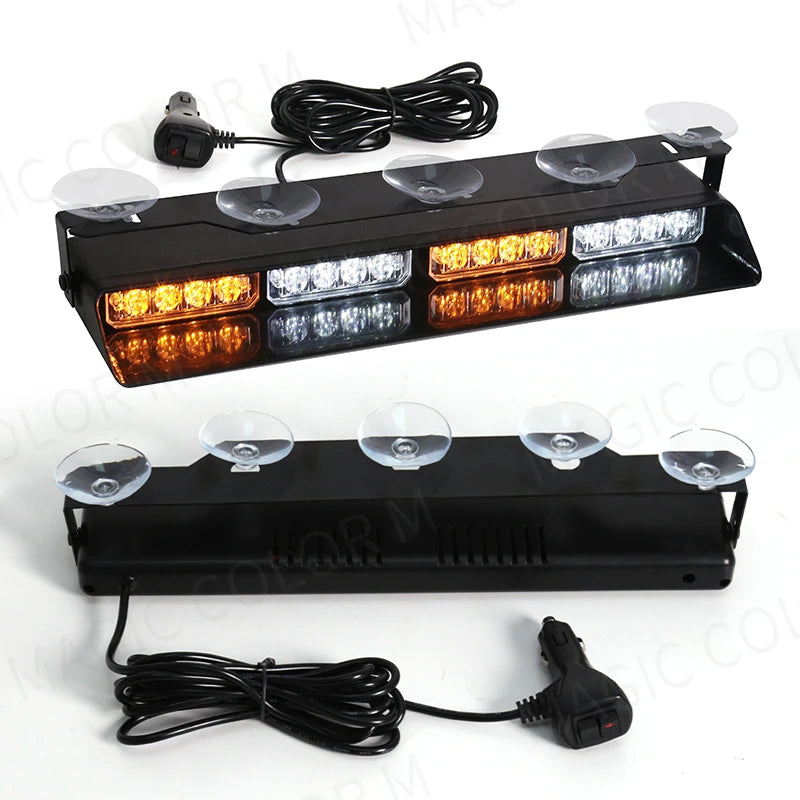 For Flash Warning Lamp Front Windshield Strobe Bar Amber White