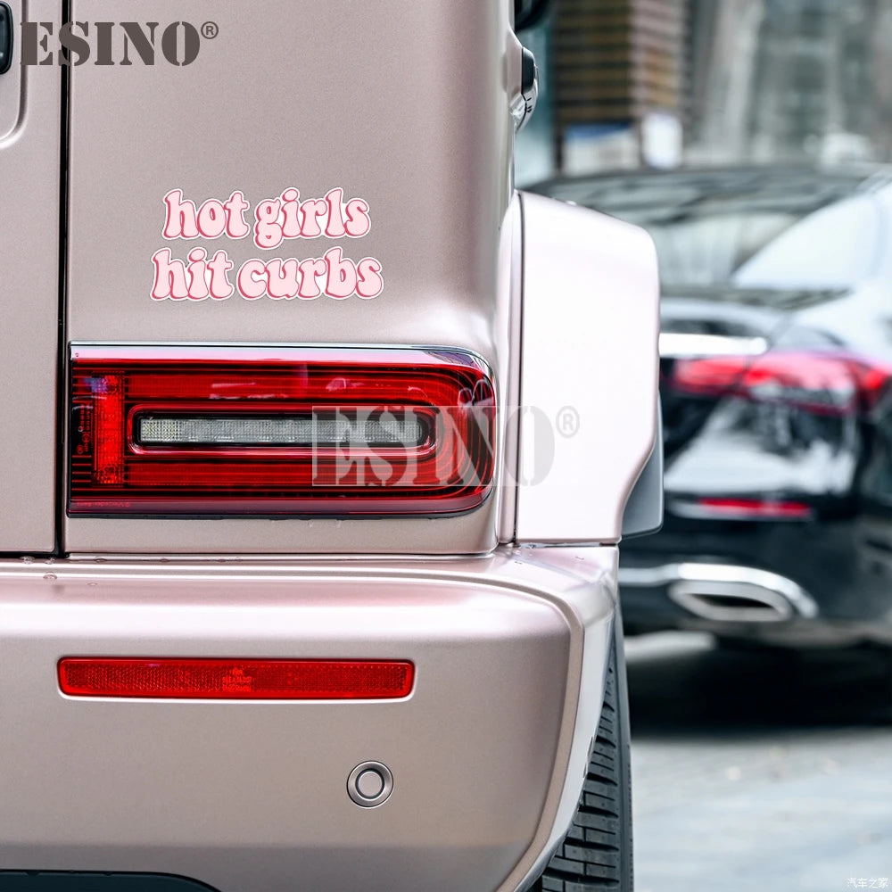 Funny Girls Hit Curbs Pvc Adhesive Decal Cartoon Waterproof