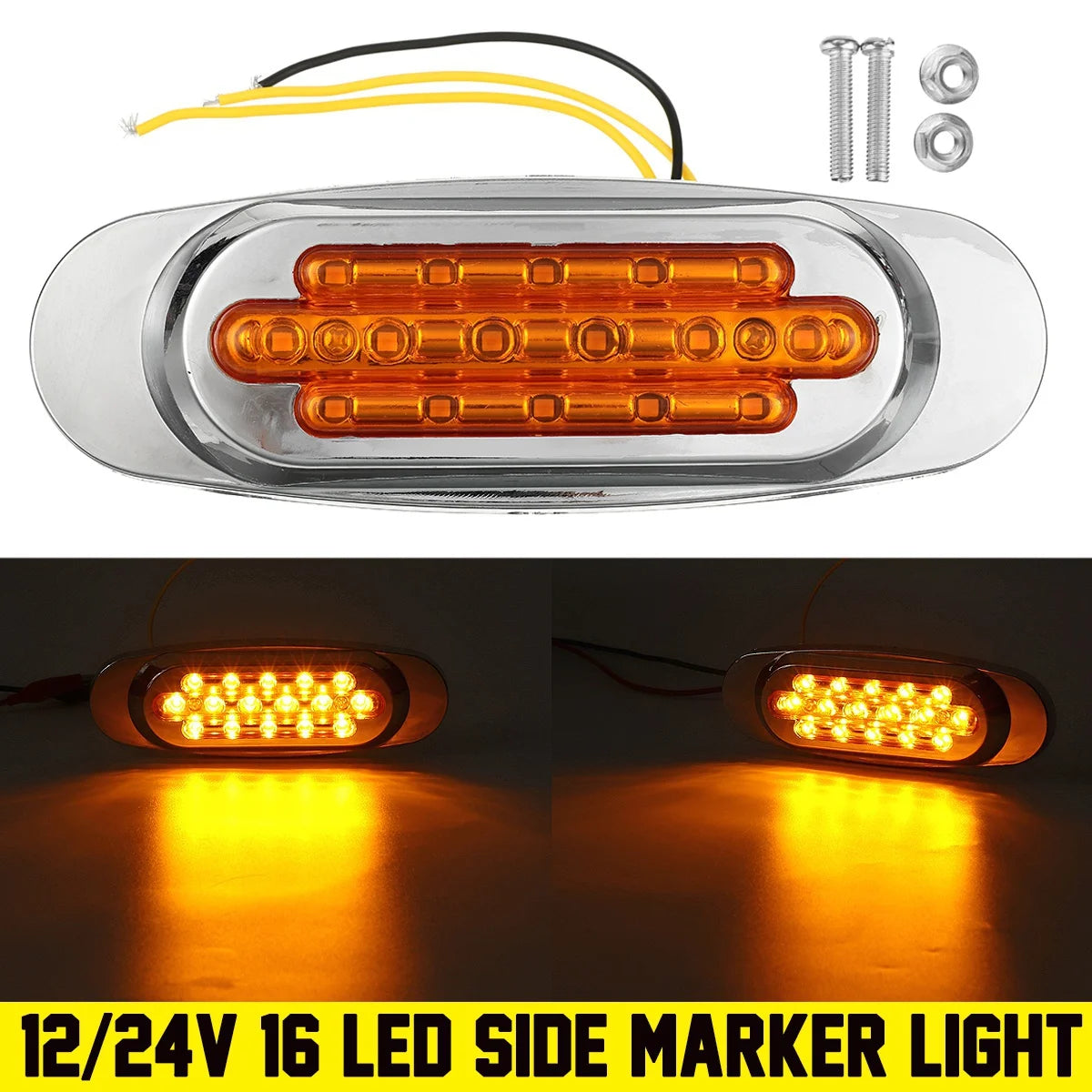 For Bus 2PCS Side Marker Indicator Front Rear Tail Clearance Dc