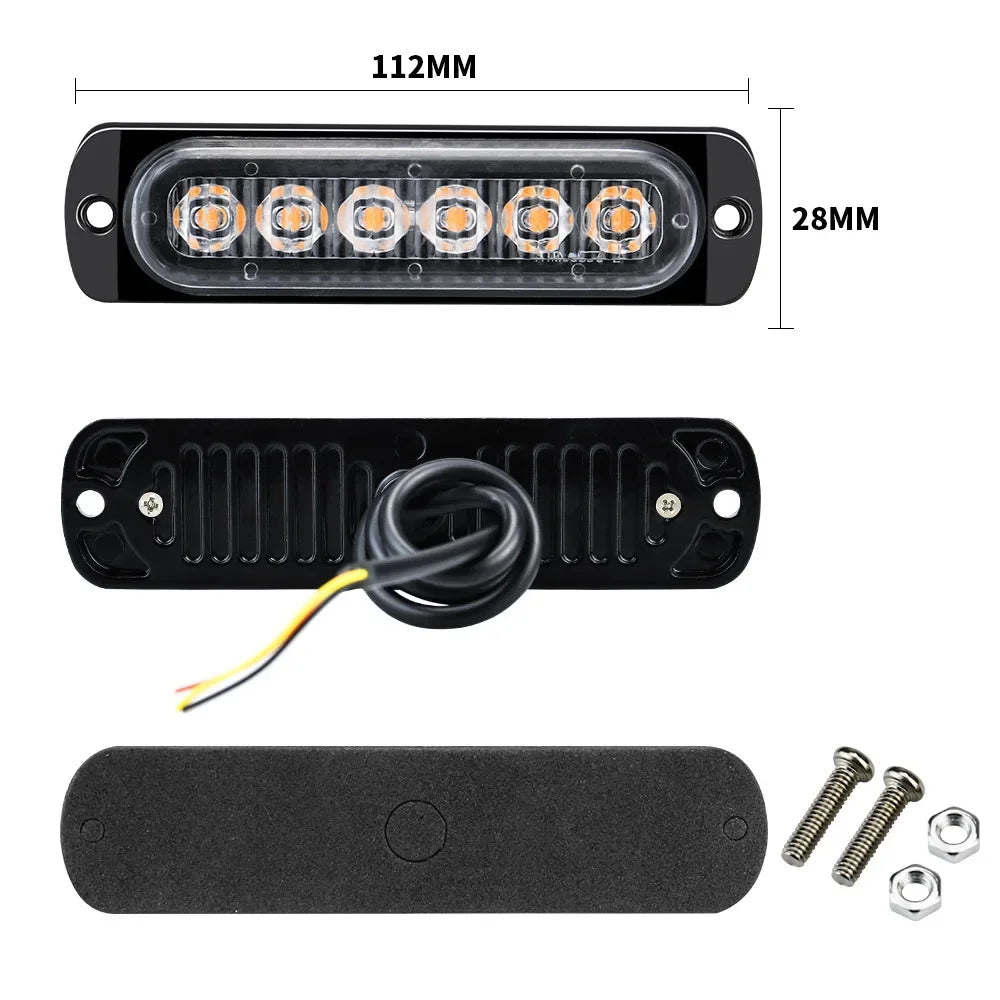2X Truck 12V 24V 6SMD Strobe Warning Grille Flashing