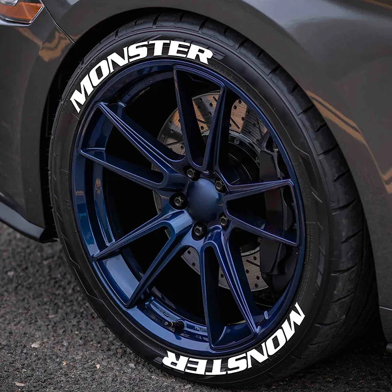 8PCS Lot Monster Tire Decals 3D Pvc Joined Stickers