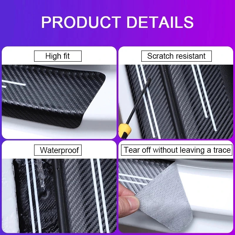 For Fiat Abarth 595 Abarth 500 Carbon Fiber Stickers Door Sill