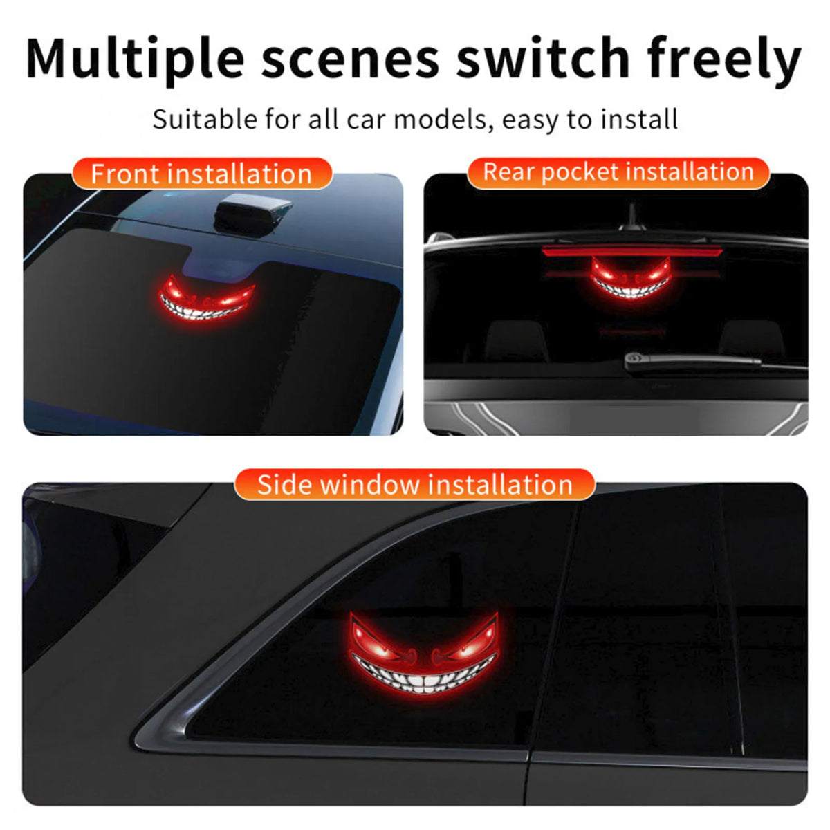 Solar Powered Warning No Drill Waterproof Devil Eyes Dynamic