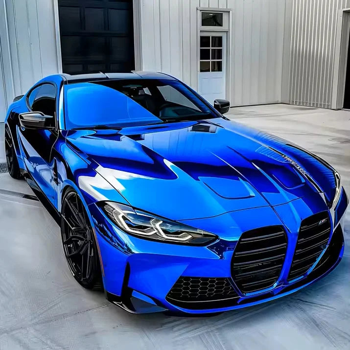 Blue Chrome Vinyl Wrap Film Waterproof Air Bubble Self