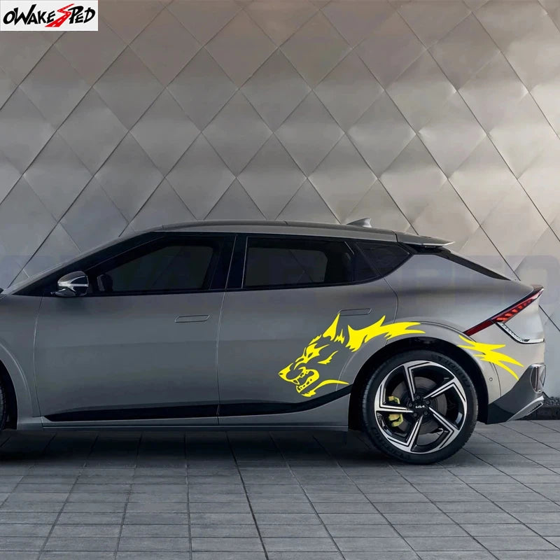 For Kia EV6 EV2 EV3 EV4 2PCS Wolf Graphics Stickers Body Door