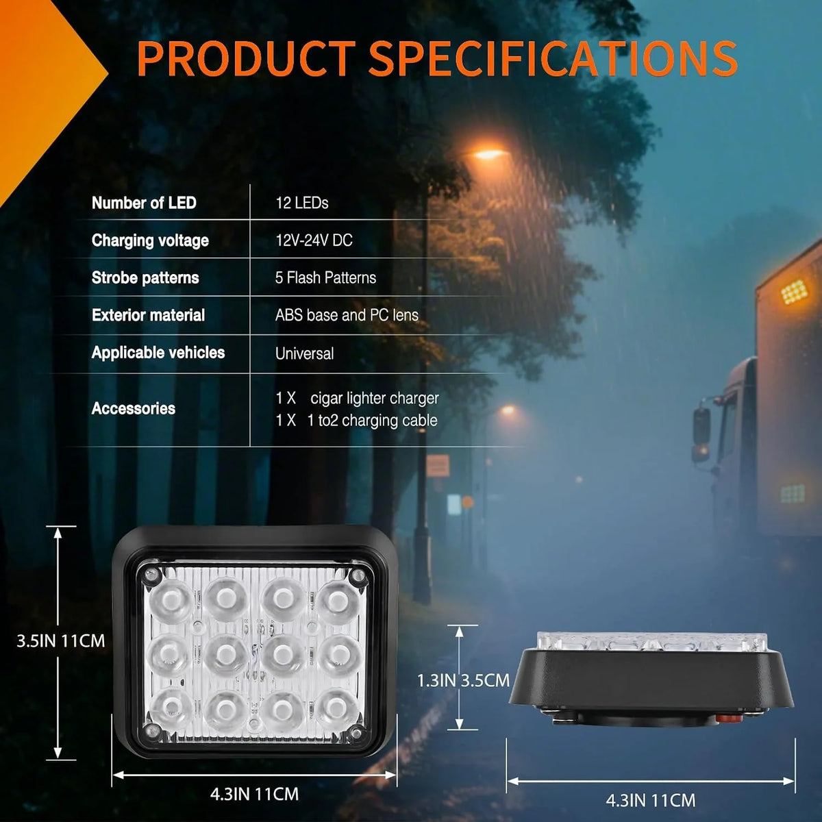 Nilight 12LED Magnetic Wireless Trailer 2PCS Rechargeable