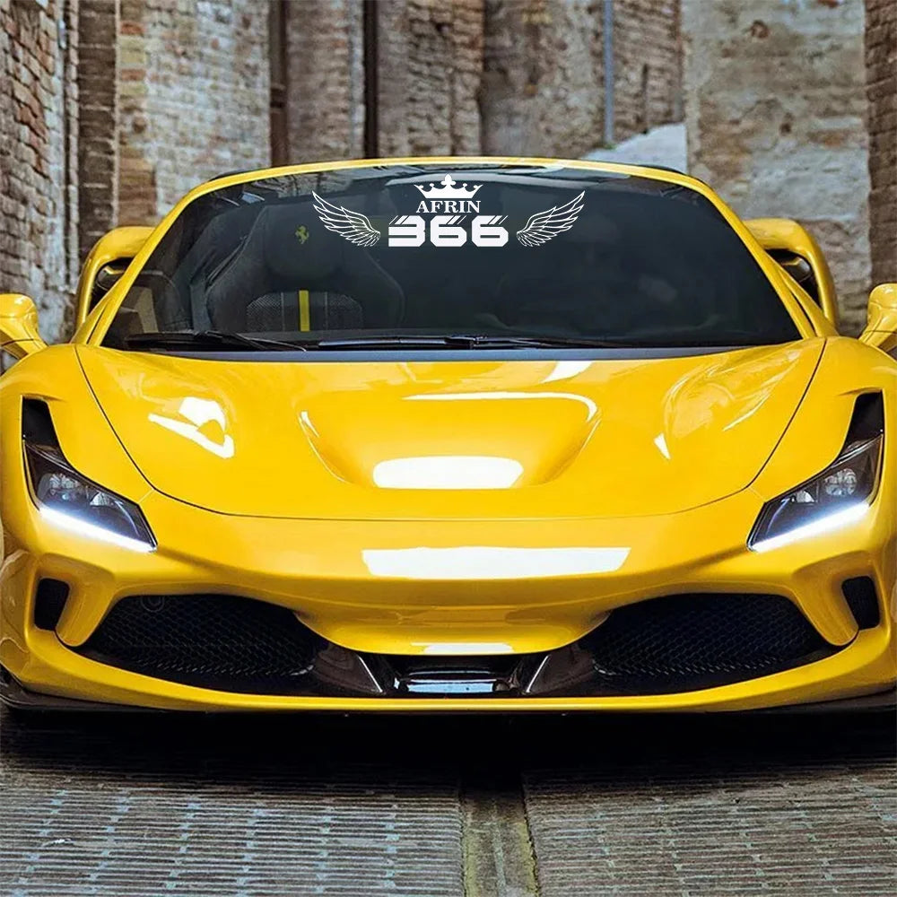 For Rear Windshield Number 366 Crown Wings Pattern Sticker Vinyl