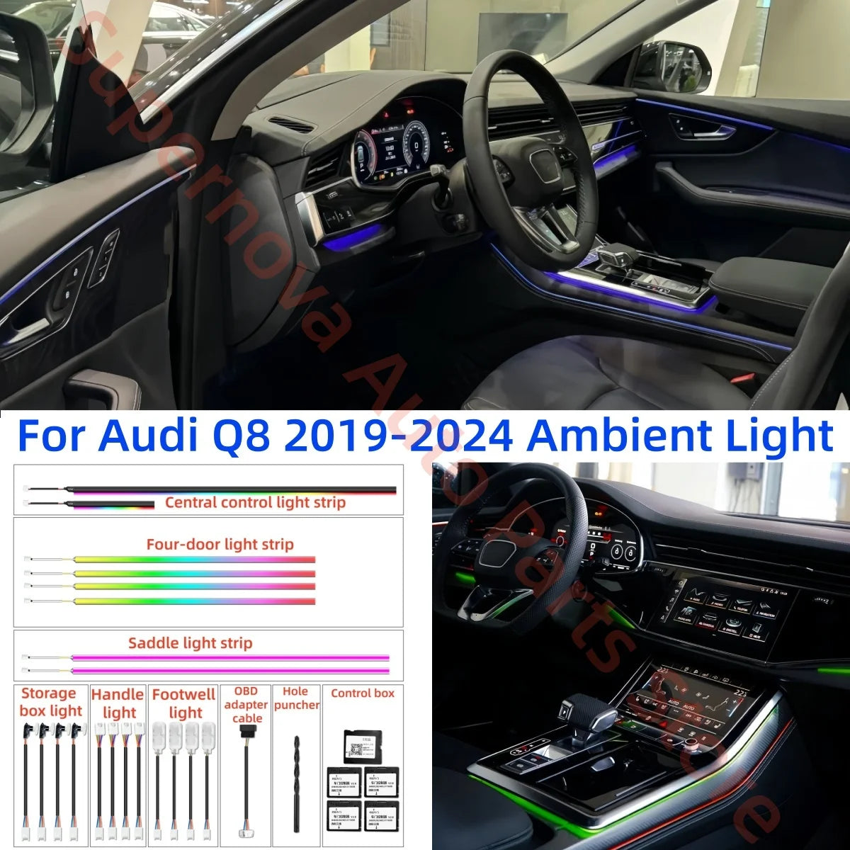 For Audi Q8 2019-2024 LED Ambient Interior Lighting Upgrade