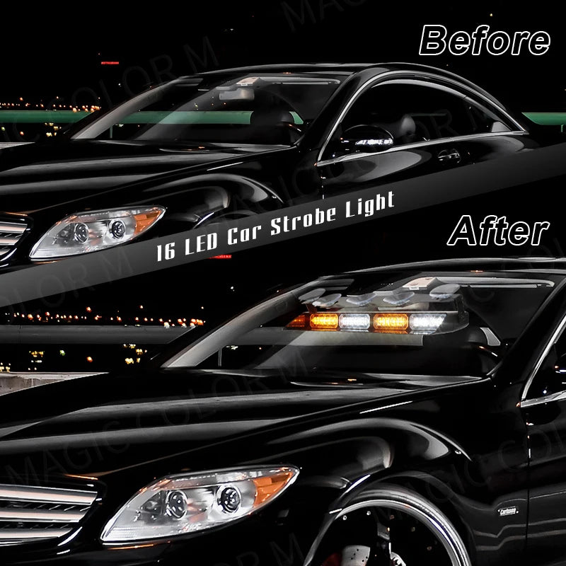For Flash Warning Lamp Front Windshield Strobe Bar Amber White