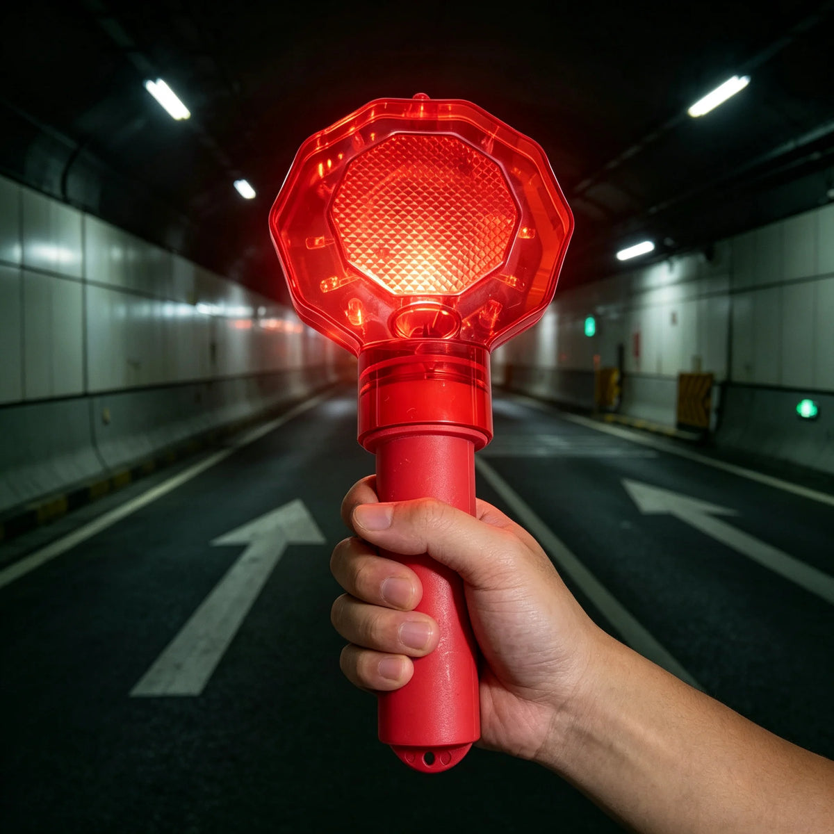 Red Handheld Strobe Warning Flashing Construction Safety Road