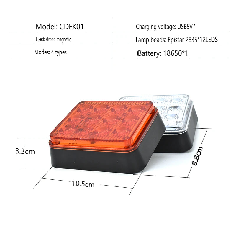 12LED Battery Charging Warning Emergency Safety Strobe Taillight