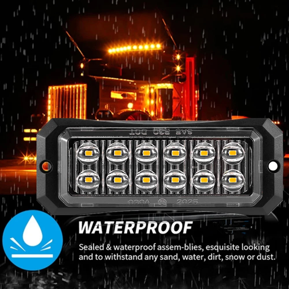 Yellow White Blue Red 12LED Emergency Beacon Warning Hazard