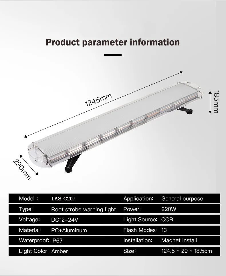Laikesi Amber Emergency Warning Bar 12 24V Bright Strobe