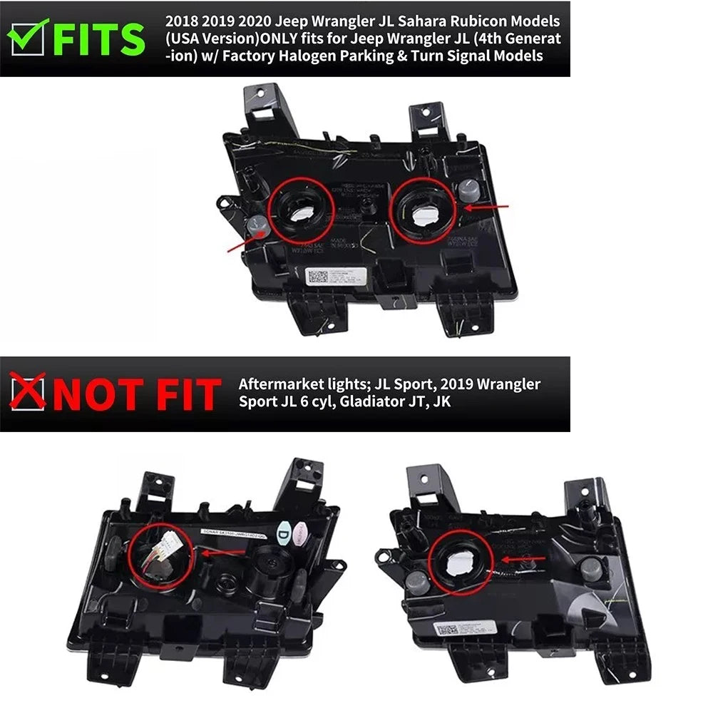 For Jeep Wrangler Jl 2018-2021 Daytime 2X Front Bumper Side