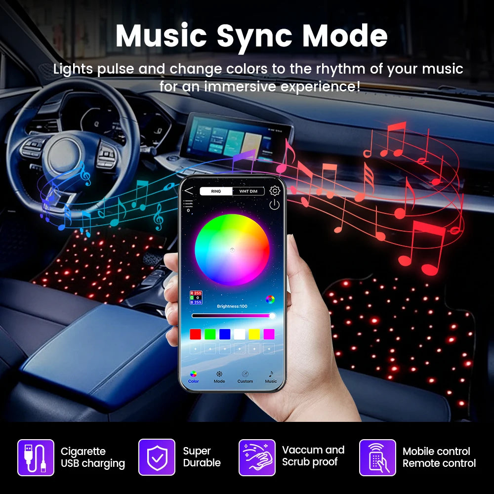 Starlight Floor Mats APP Control Design anti-slip Black Carpet