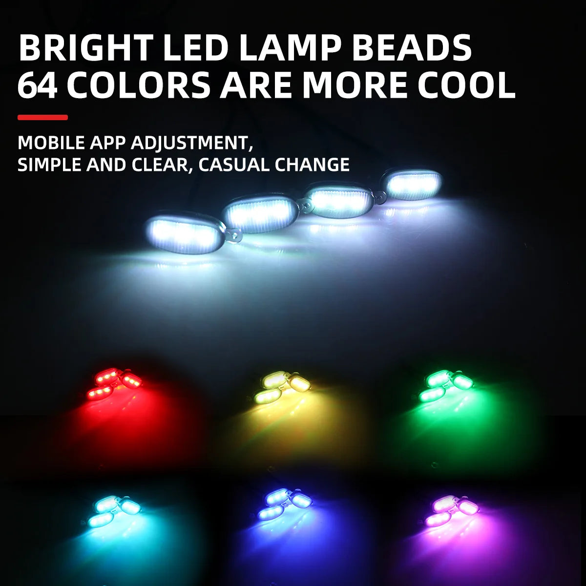 4IN1 Front Grille Daytime Running RGB APP Control Central