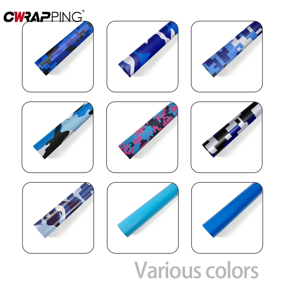 For Computer Motorcycle Stickers Blue Camouflage Pattern Vinyl