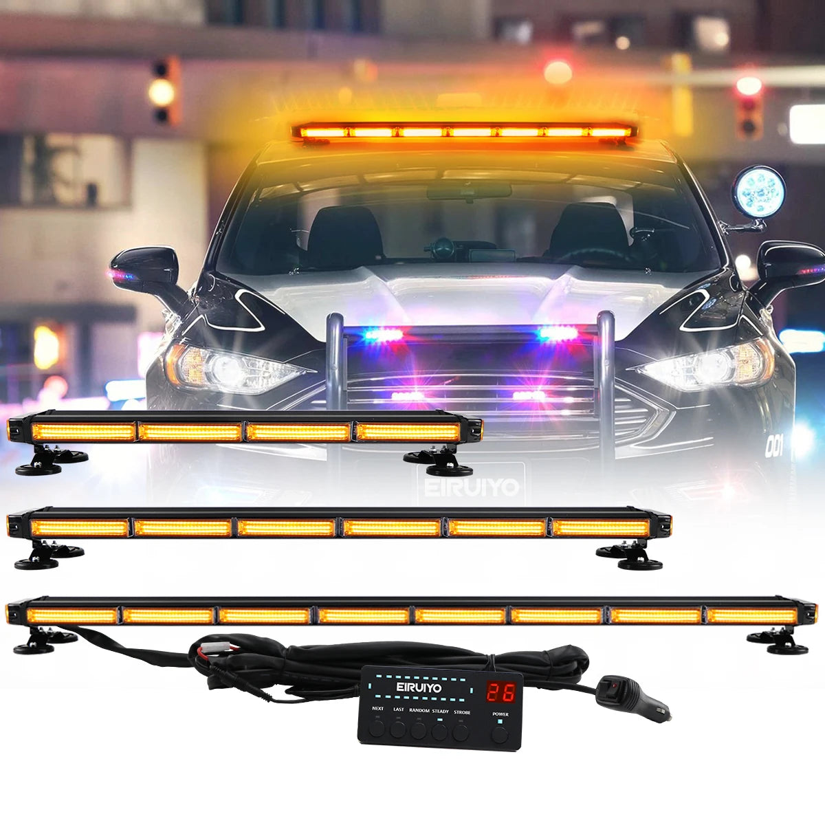 Eiruiyo Cob Strobe Bar Truck Emergency Warning 12V 24V