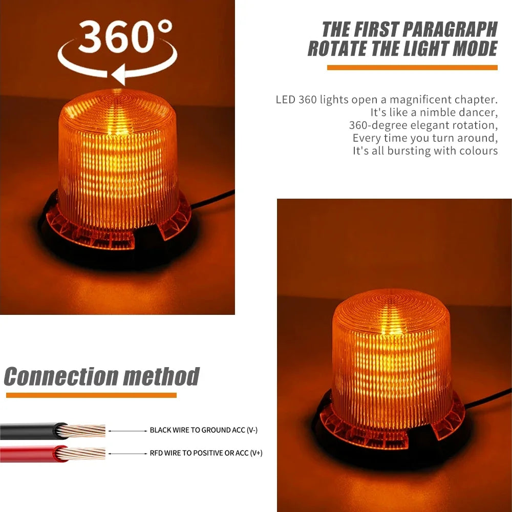 Rotating Beacon 12-24v Stroboscope Magnetic Flashing Warning